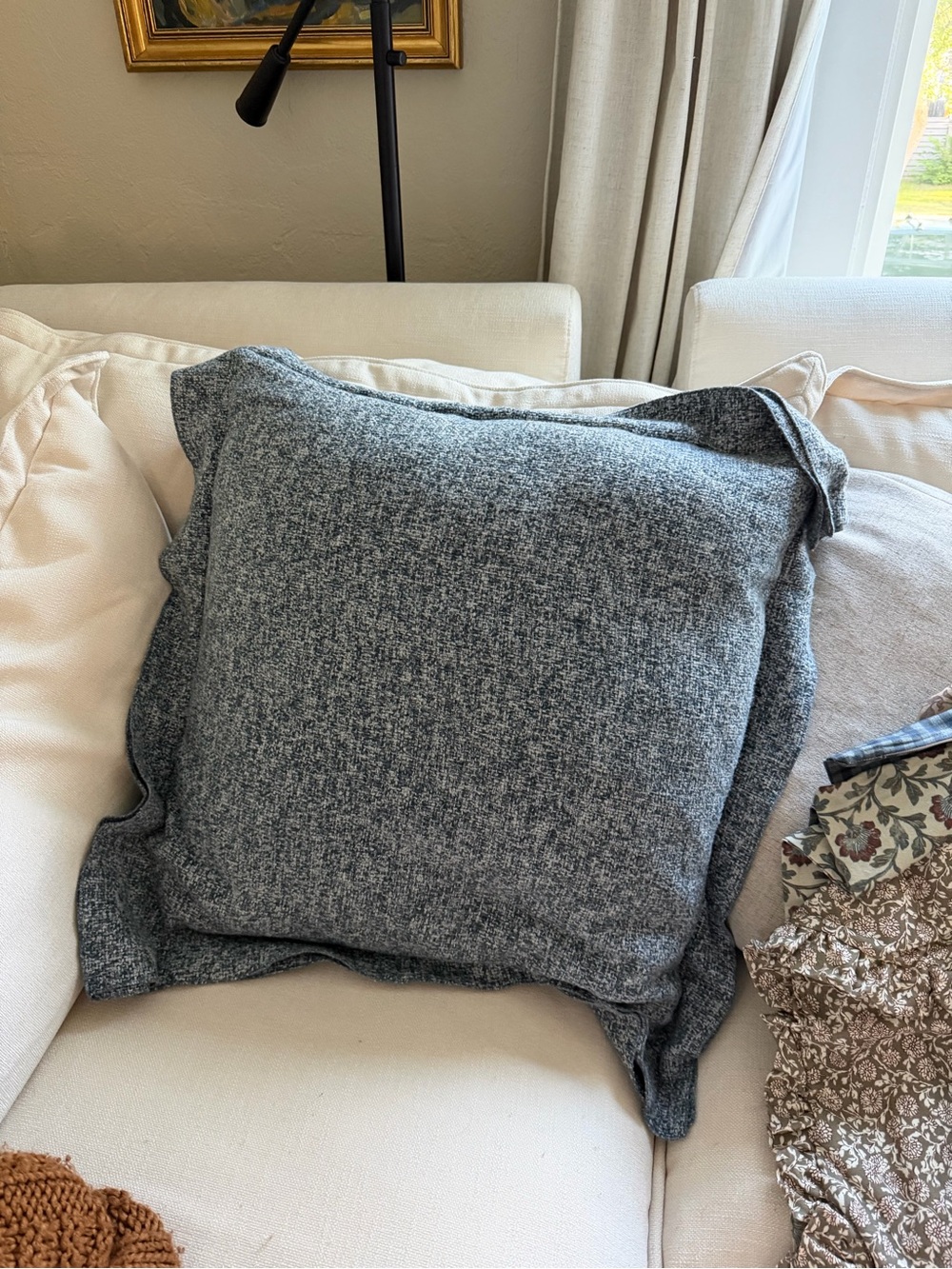 Threshold Blue and Cream Heather Knit Accent Pillow Covers